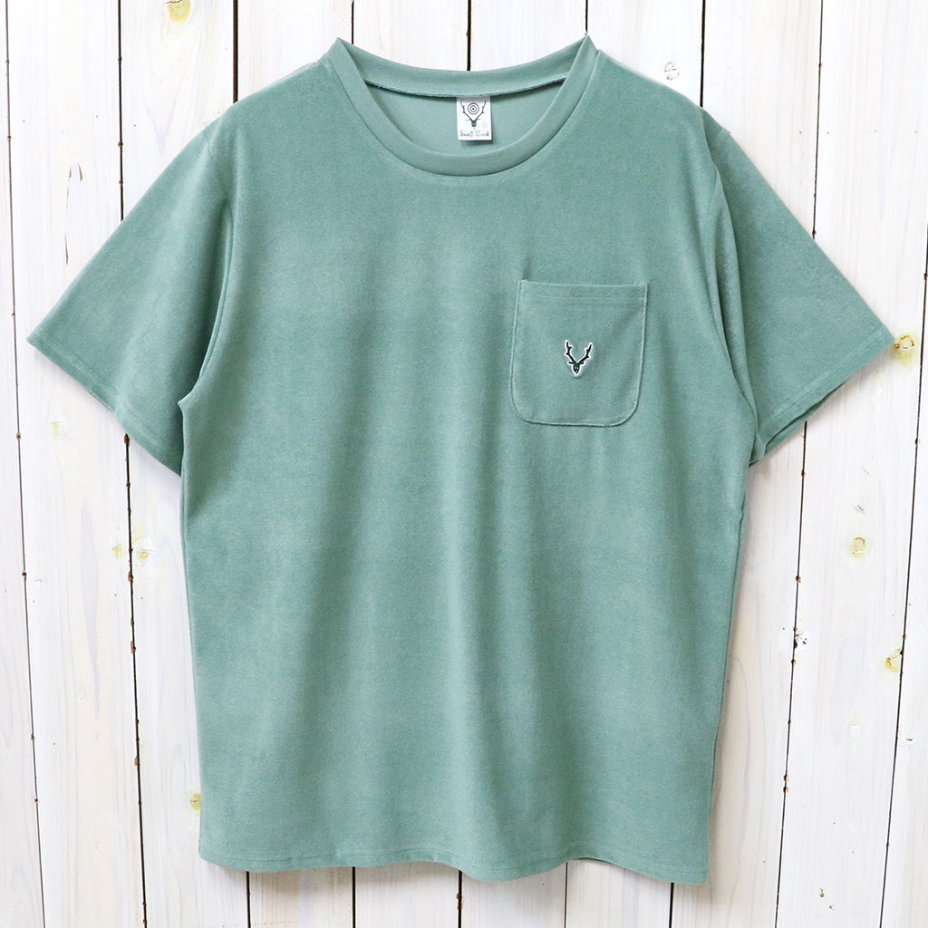 【SALE30%OFF】SOUTH2 WEST8 : S/S Round Pocket Tee-C/Pe Pile (Green)