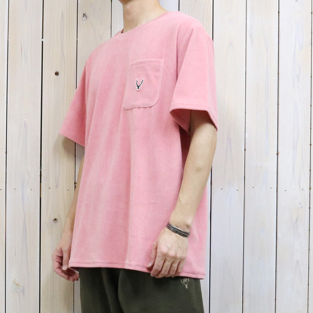【SALE30%OFF】SOUTH2 WEST8 : S/S Round Pocket Tee-C/Pe Pile (Pink)