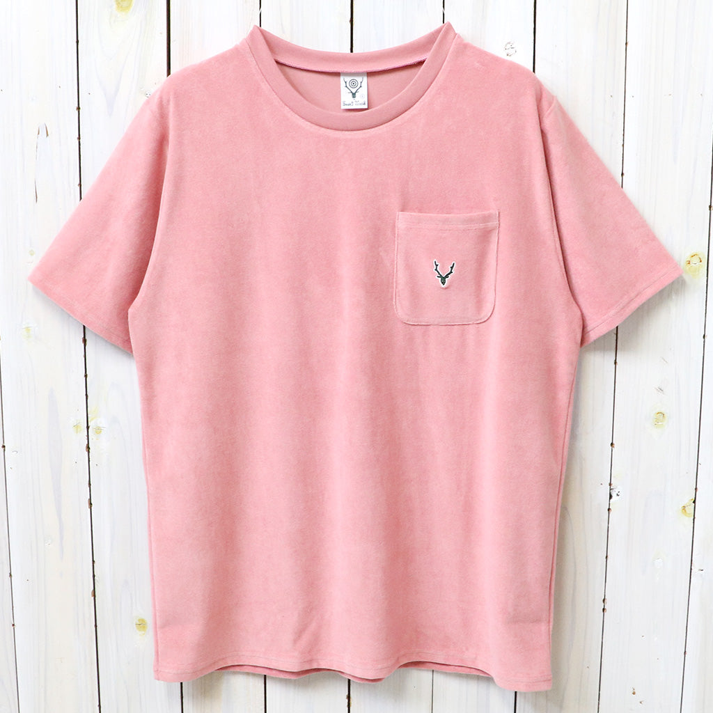【SALE30%OFF】SOUTH2 WEST8 : S/S Round Pocket Tee-C/Pe Pile (Pink)