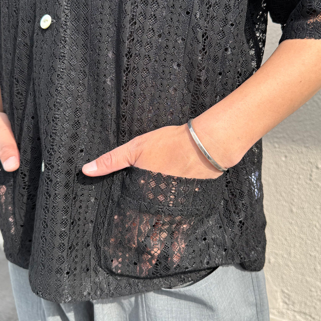 Needles : S/S Widespread Collar Shirt-Raschel Lace