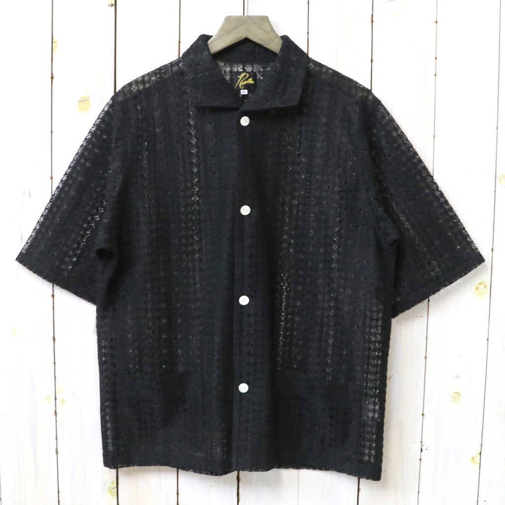 Needles : S/S Widespread Collar Shirt-Raschel Lace