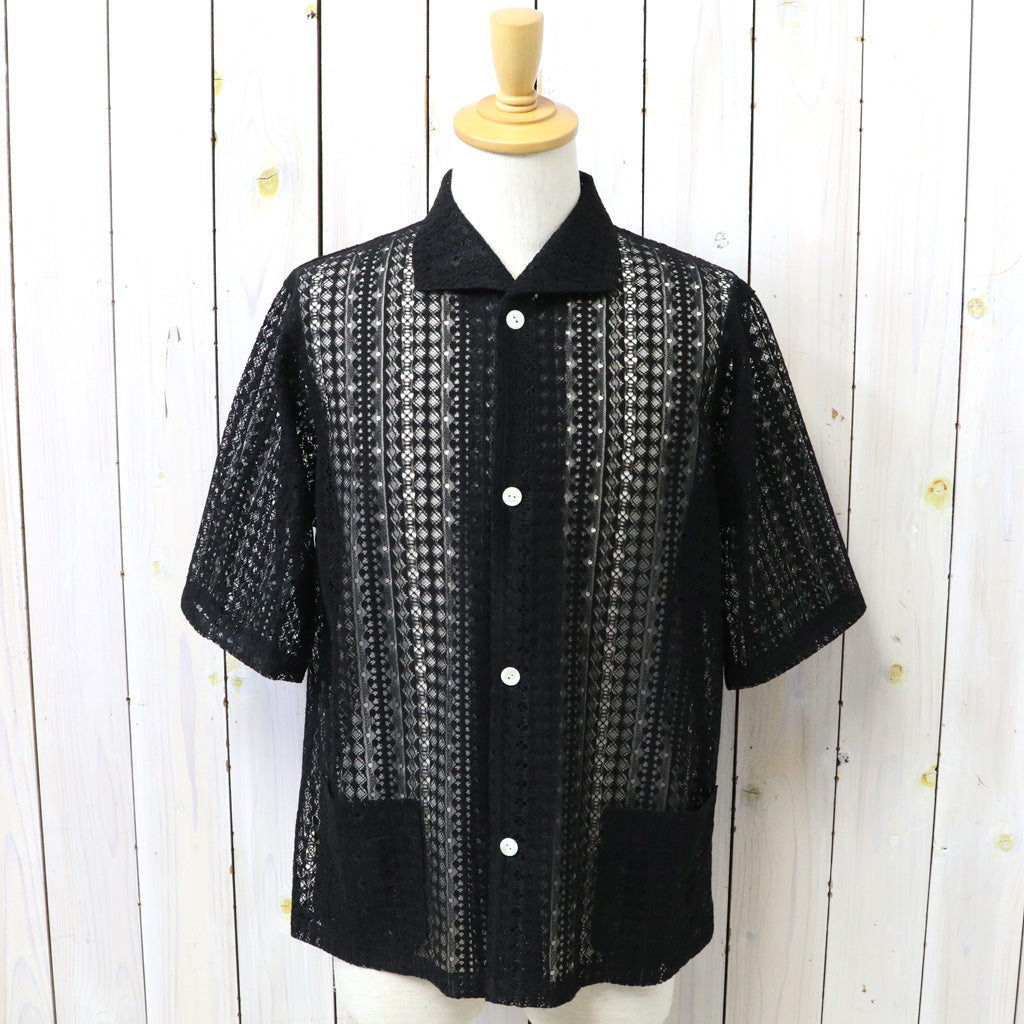 Needles : S/S Widespread Collar Shirt-Raschel Lace