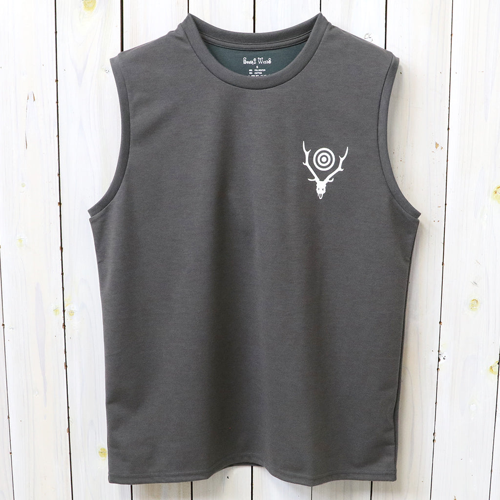 【SALE30%OFF】SOUTH2 WEST8 : Sleeveless Crew Neck Tee-Skull & Target (Grey)