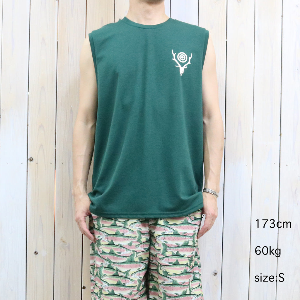 【SALE30%OFF】SOUTH2 WEST8 : Sleeveless Crew Neck Tee-Skull & Target (Green)