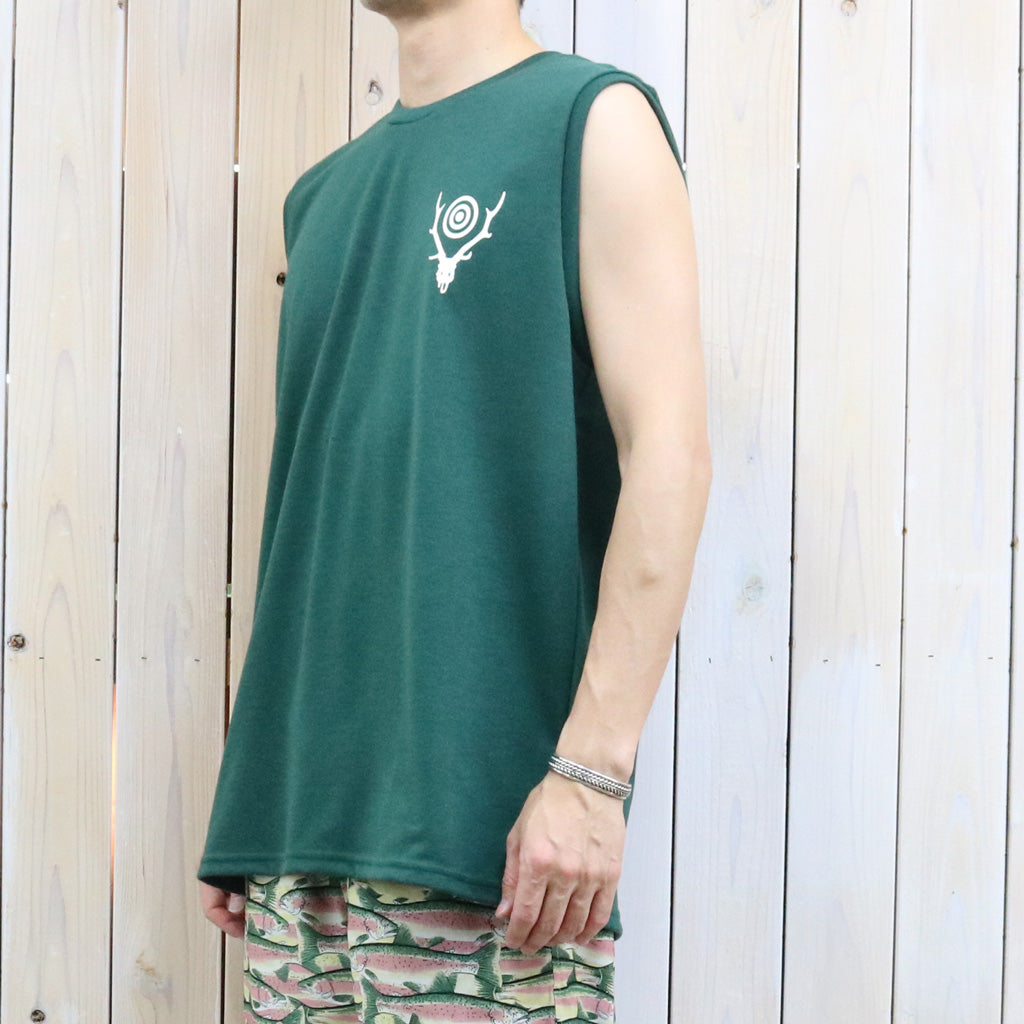 【SALE30%OFF】SOUTH2 WEST8 : Sleeveless Crew Neck Tee-Skull & Target (Green)