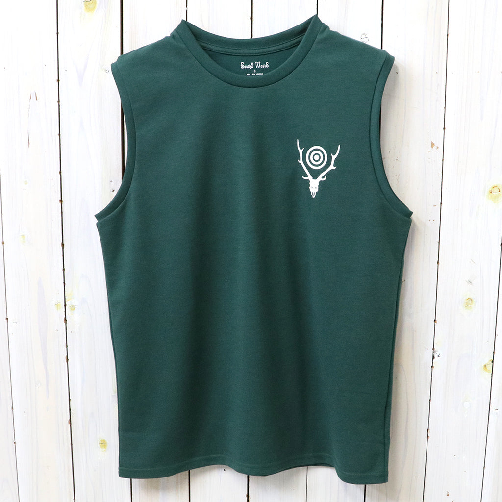 【SALE30%OFF】SOUTH2 WEST8 : Sleeveless Crew Neck Tee-Skull & Target (Green)