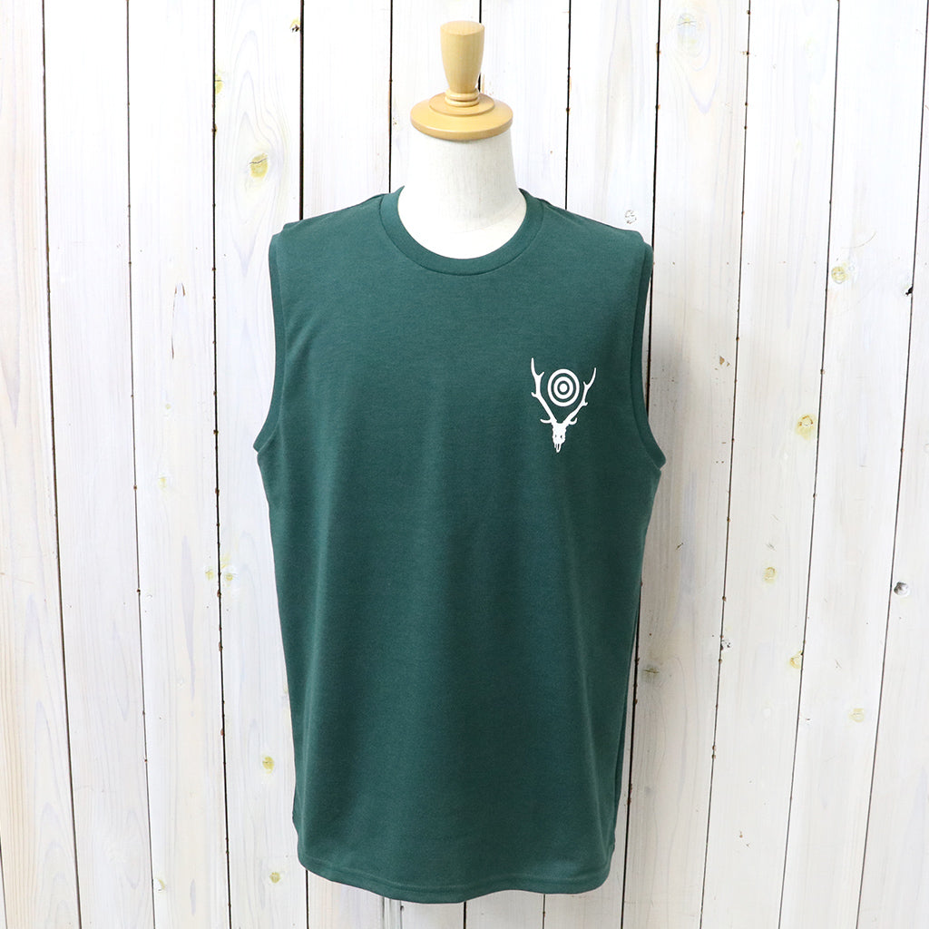 【SALE30%OFF】SOUTH2 WEST8 : Sleeveless Crew Neck Tee-Skull & Target (Green)
