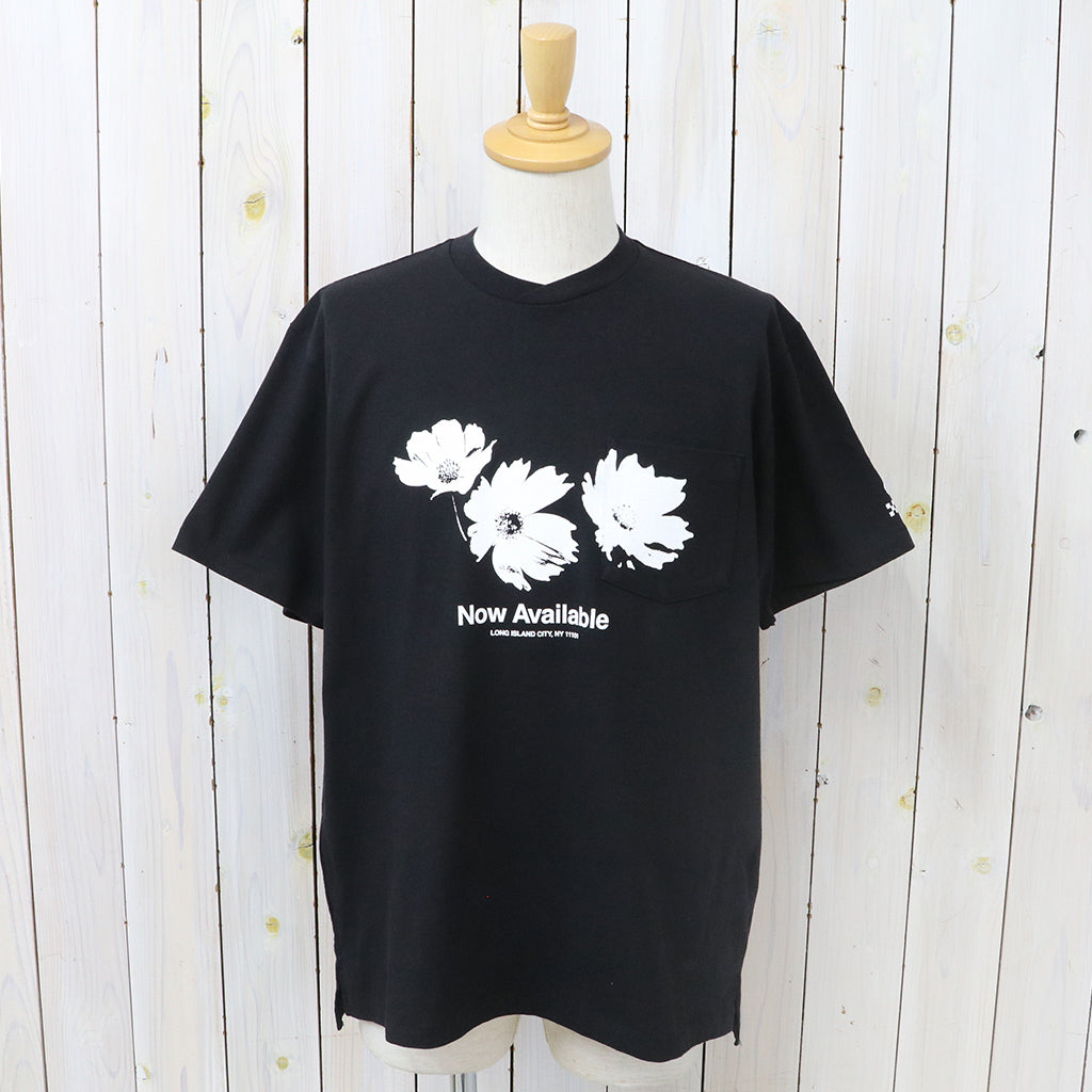 ENGINEERED GARMENTS : Printed Cross Crew Neck T-shirt-Flower (Black)