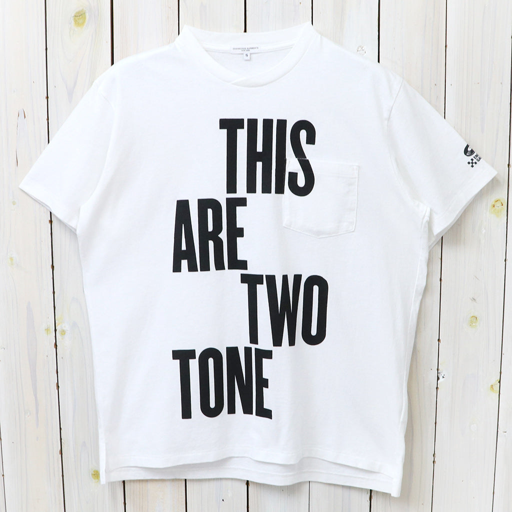 【SALE40%OFF】ENGINEERED GARMENTS : Printed Cross Crew Neck T-shirt-This Are (White)