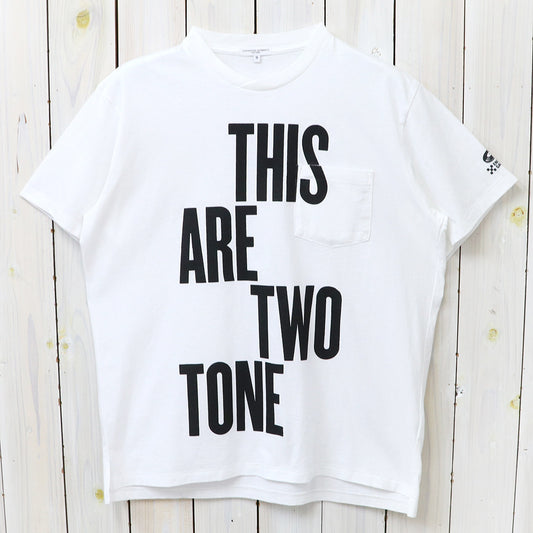 ENGINEERED GARMENTS : Printed Cross Crew Neck T-shirt-This Are (White)