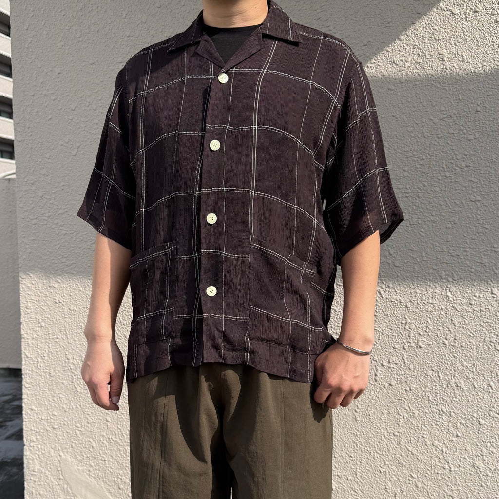 【SALE40%OFF】Needles : Cabana Shirt-Cupra Crepe Plaid (Brown)