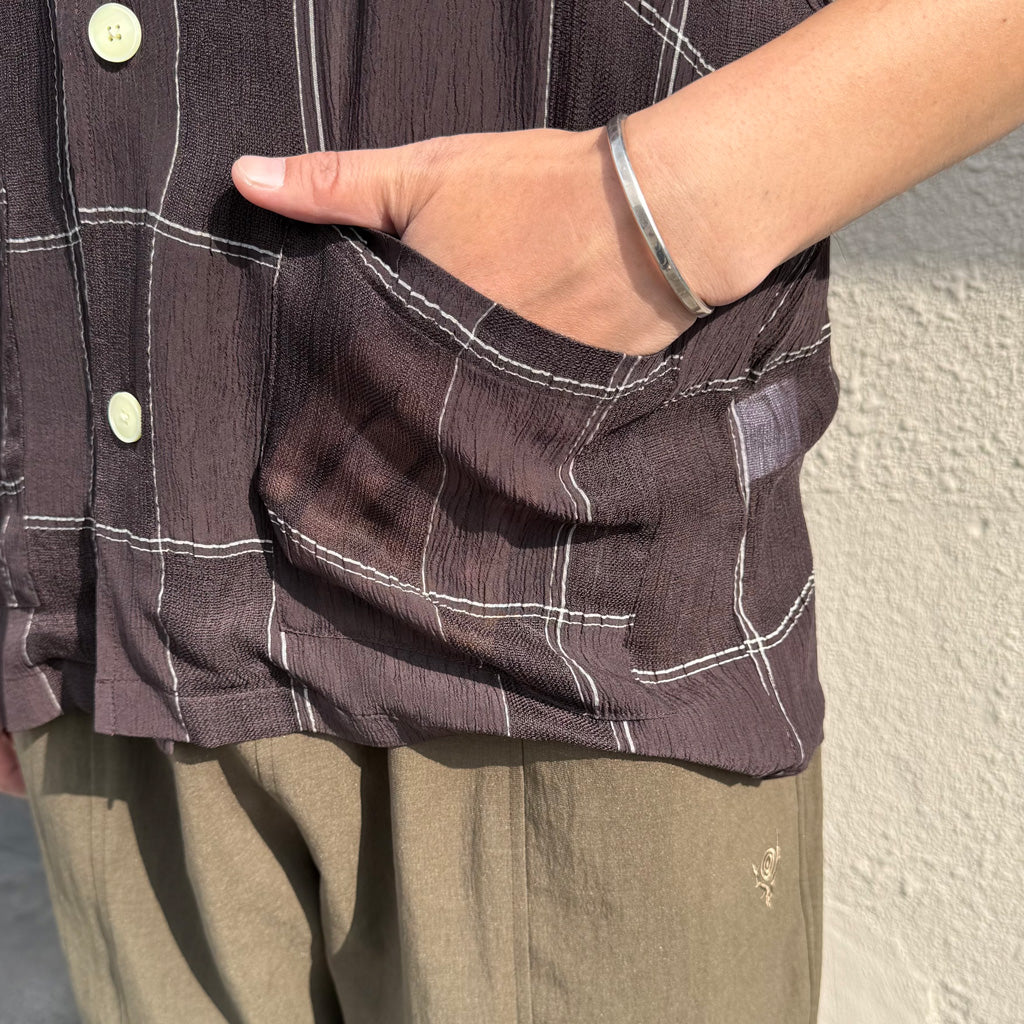 【SALE40%OFF】Needles : Cabana Shirt-Cupra Crepe Plaid (Brown)
