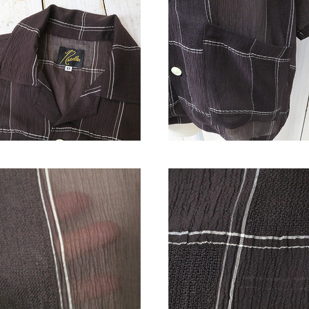 【SALE40%OFF】Needles : Cabana Shirt-Cupra Crepe Plaid (Brown)