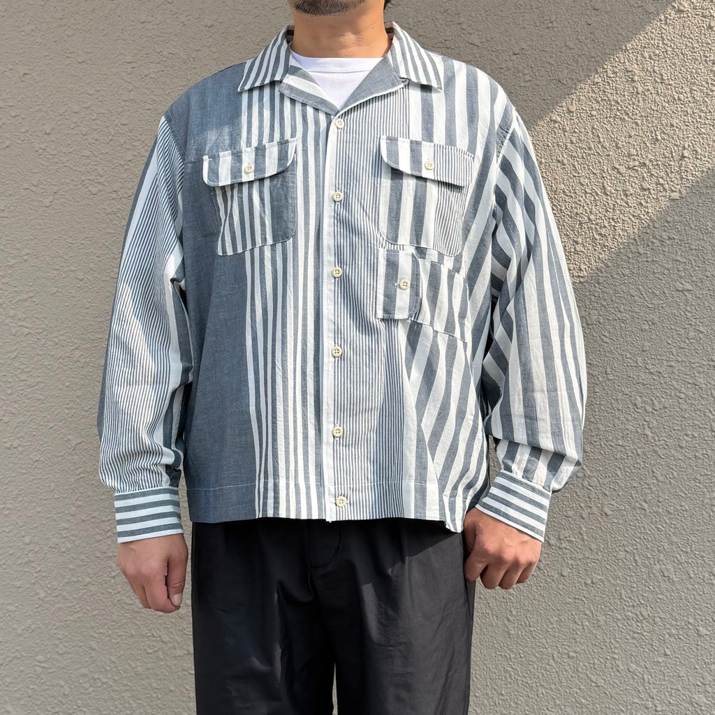 【SALE40%OFF】ENGINEERED GARMENTS : Bowling Shirt-Stripe Cotton Chambray