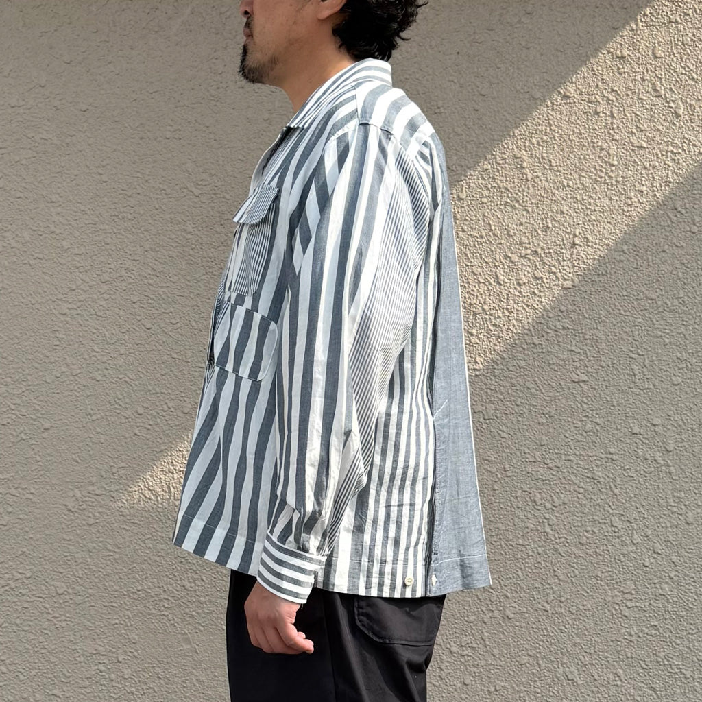 【SALE40%OFF】ENGINEERED GARMENTS : Bowling Shirt-Stripe Cotton Chambray