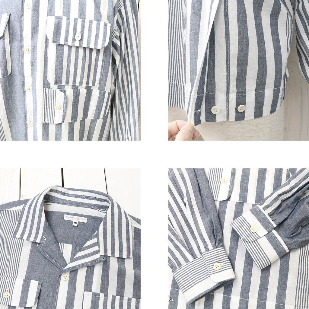 ENGINEERED GARMENTS : Bowling Shirt-Stripe Cotton Chambray