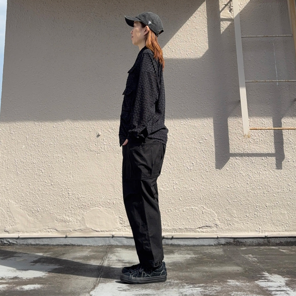 【SALE30%OFF】SOUTH2 WEST8 : 6 Pocket Shirt-Poly Chiffon Cut Jq. (Black)