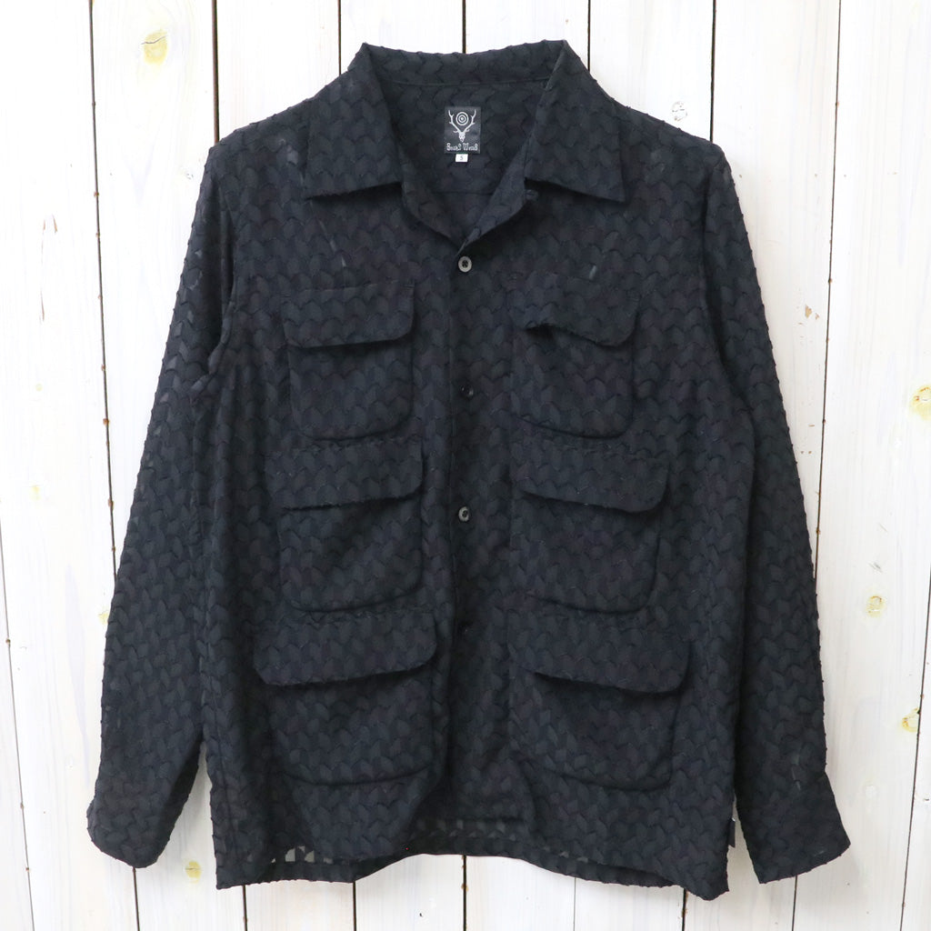 【SALE30%OFF】SOUTH2 WEST8 : 6 Pocket Shirt-Poly Chiffon Cut Jq. (Black)