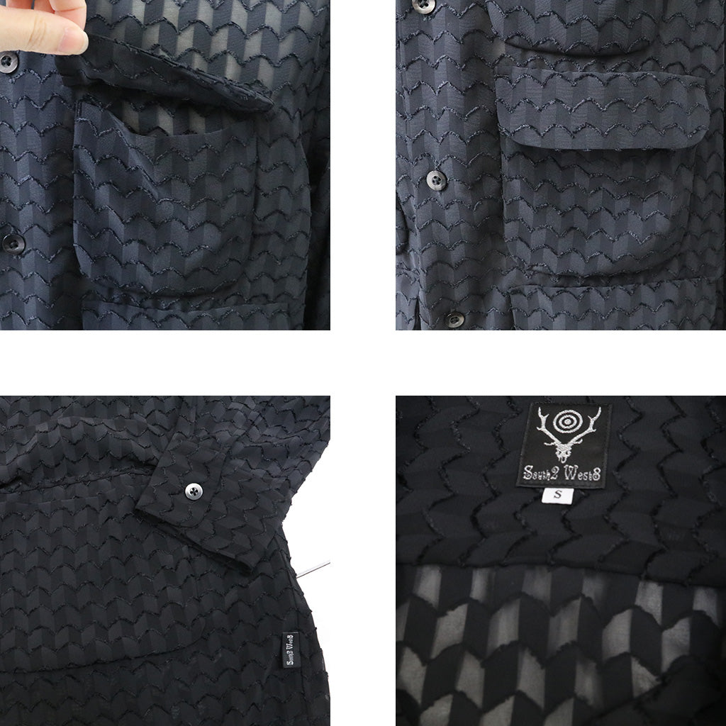 【SALE30%OFF】SOUTH2 WEST8 : 6 Pocket Shirt-Poly Chiffon Cut Jq. (Black)