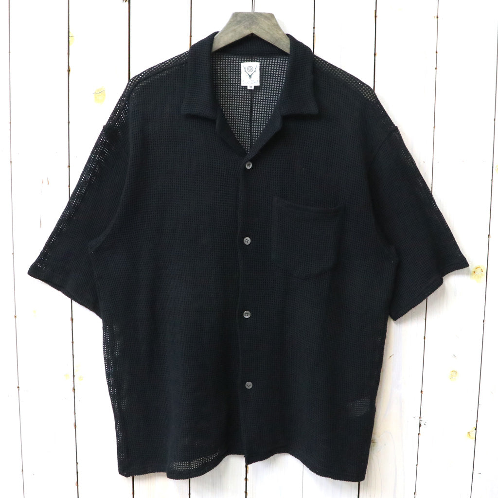 【SALE30%OFF】SOUTH2 WEST8 : S/S Open Collar Shirt-Cotton Mesh (Black)