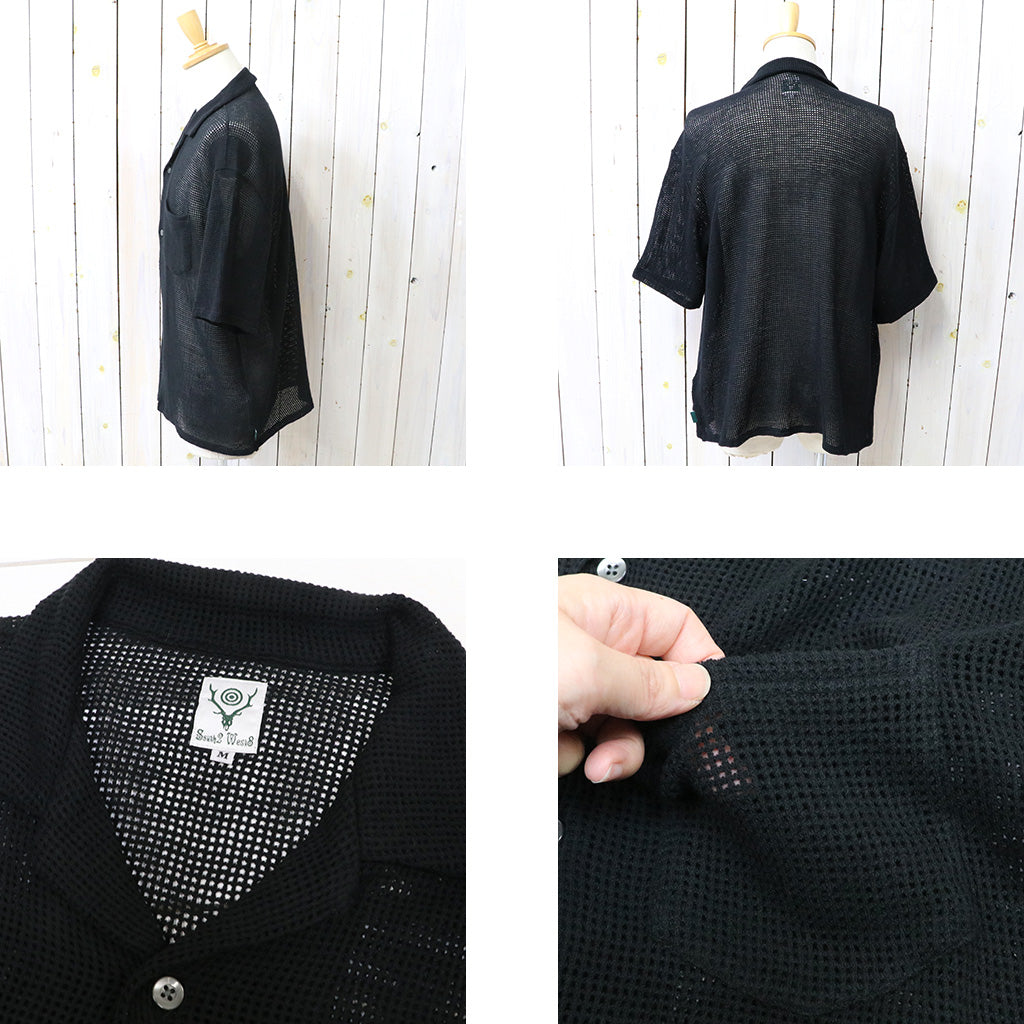 【SALE30%OFF】SOUTH2 WEST8 : S/S Open Collar Shirt-Cotton Mesh (Black)