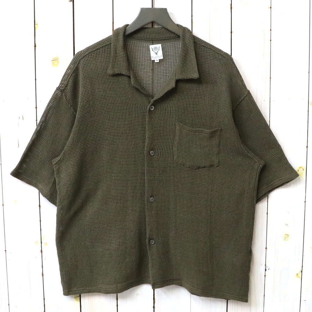 【SALE30%OFF】SOUTH2 WEST8 : S/S Open Collar Shirt-Cotton Mesh (Olive)