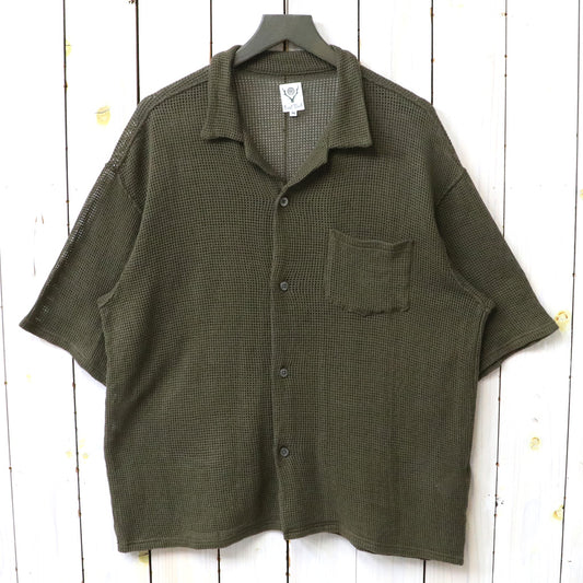 【SALE30%OFF】SOUTH2 WEST8 : S/S Open Collar Shirt-Cotton Mesh (Olive)