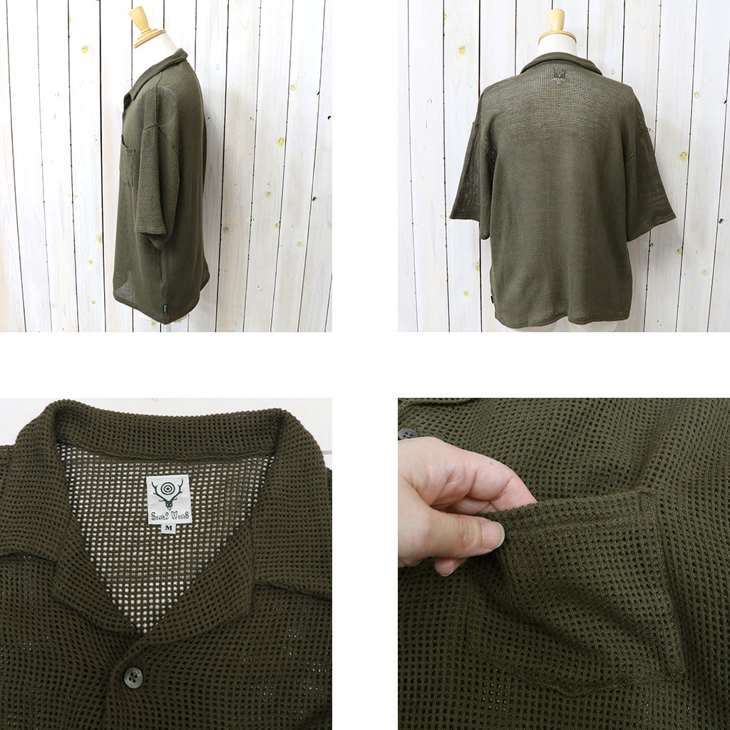 【SALE30%OFF】SOUTH2 WEST8 : S/S Open Collar Shirt-Cotton Mesh (Olive)