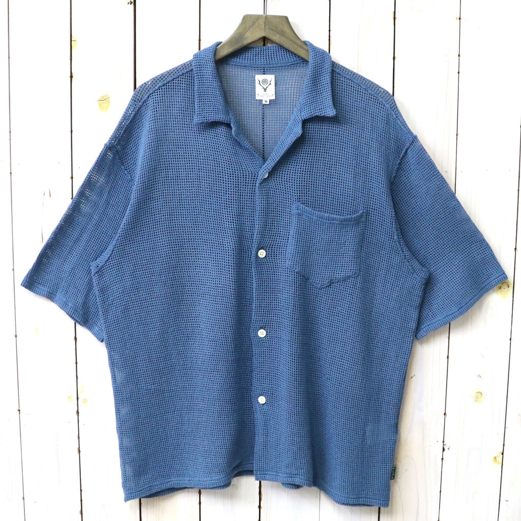 【SALE30%OFF】SOUTH2 WEST8 : S/S Open Collar Shirt-Cotton Mesh (Blue)