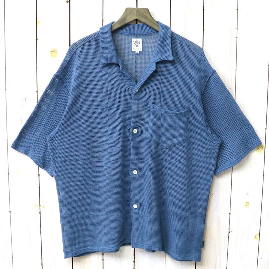 【SALE30%OFF】SOUTH2 WEST8 : S/S Open Collar Shirt-Cotton Mesh (Blue)