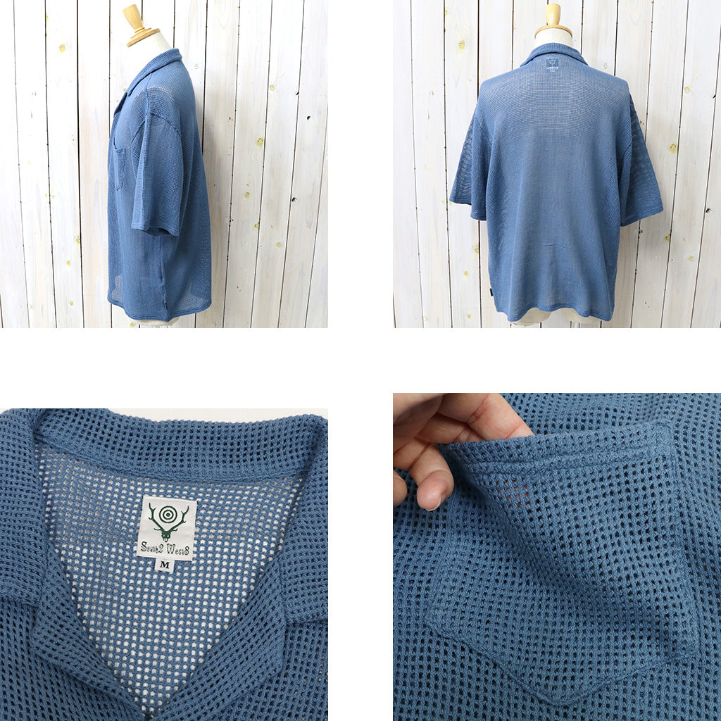 【SALE30%OFF】SOUTH2 WEST8 : S/S Open Collar Shirt-Cotton Mesh (Blue)