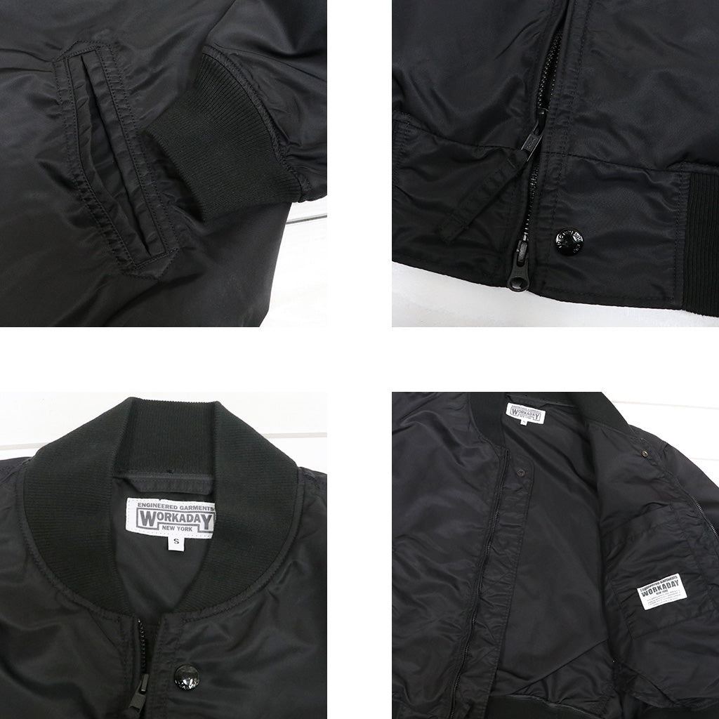 ENGINEERED GARMENTS WORKADAY : USNA Jacket-Flight Satin Nylon (Black)