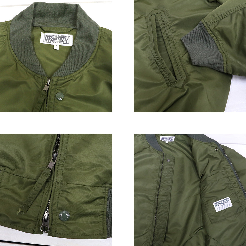 ENGINEERED GARMENTS WORKADAY : USNA Jacket-Flight Satin Nylon (Olive)
