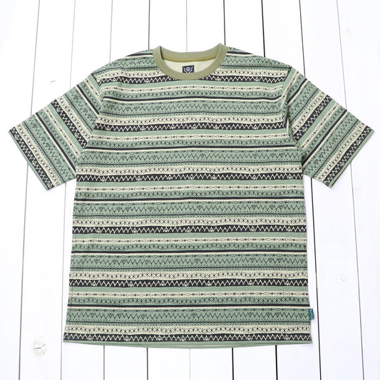 SOUTH2 WEST8 : S/S Crew Neck Tee-Stripe Jersey/Stripe Printed (Olive)