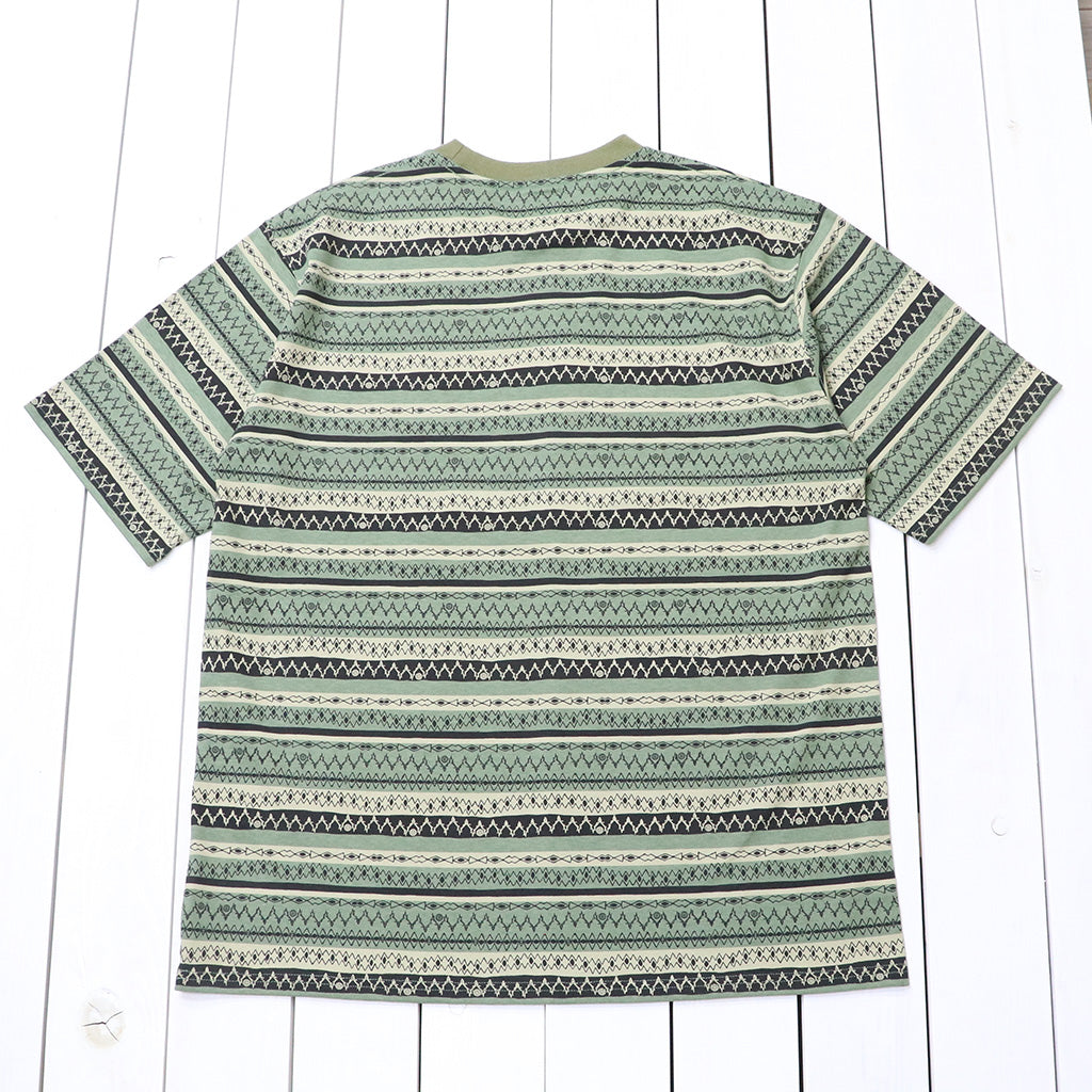 SOUTH2 WEST8 : S/S Crew Neck Tee-Stripe Jersey/Stripe Printed (Olive)