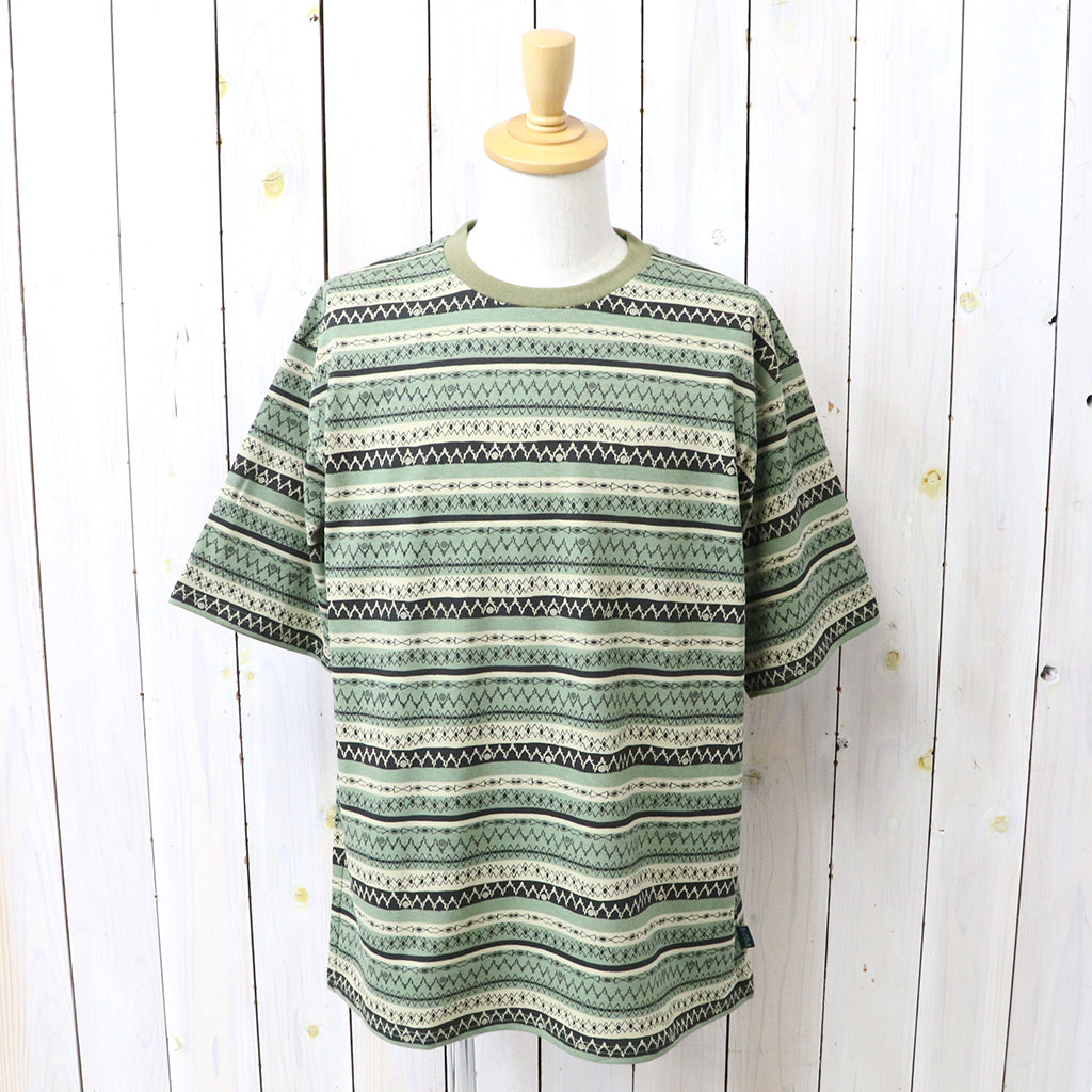 SOUTH2 WEST8 : S/S Crew Neck Tee-Stripe Jersey/Stripe Printed (Olive)