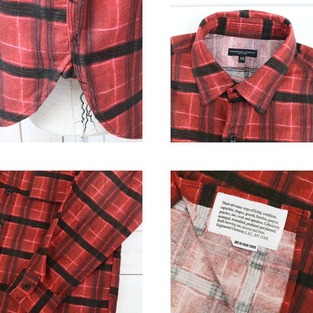 ENGINEERED GARMENTS : Work Shirt-Cotton Printed Plaid Flannel