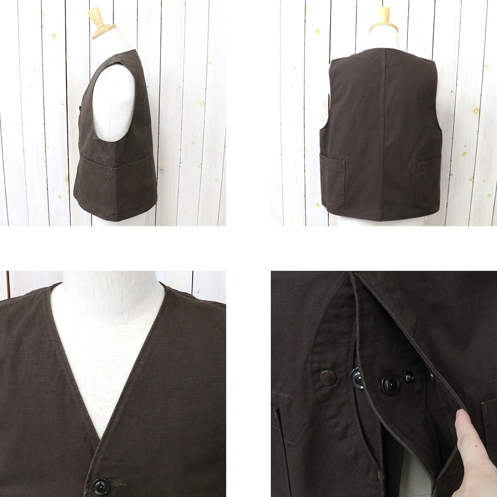 ENGINEERED GARMENTS : Upland Vest-Heavyweight Cotton Ripstop (Dk.Brown)
