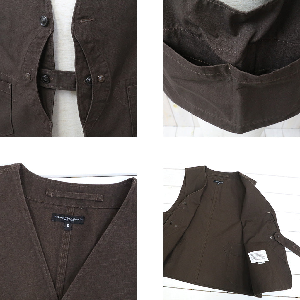ENGINEERED GARMENTS : Upland Vest-Heavyweight Cotton Ripstop (Dk.Brown)