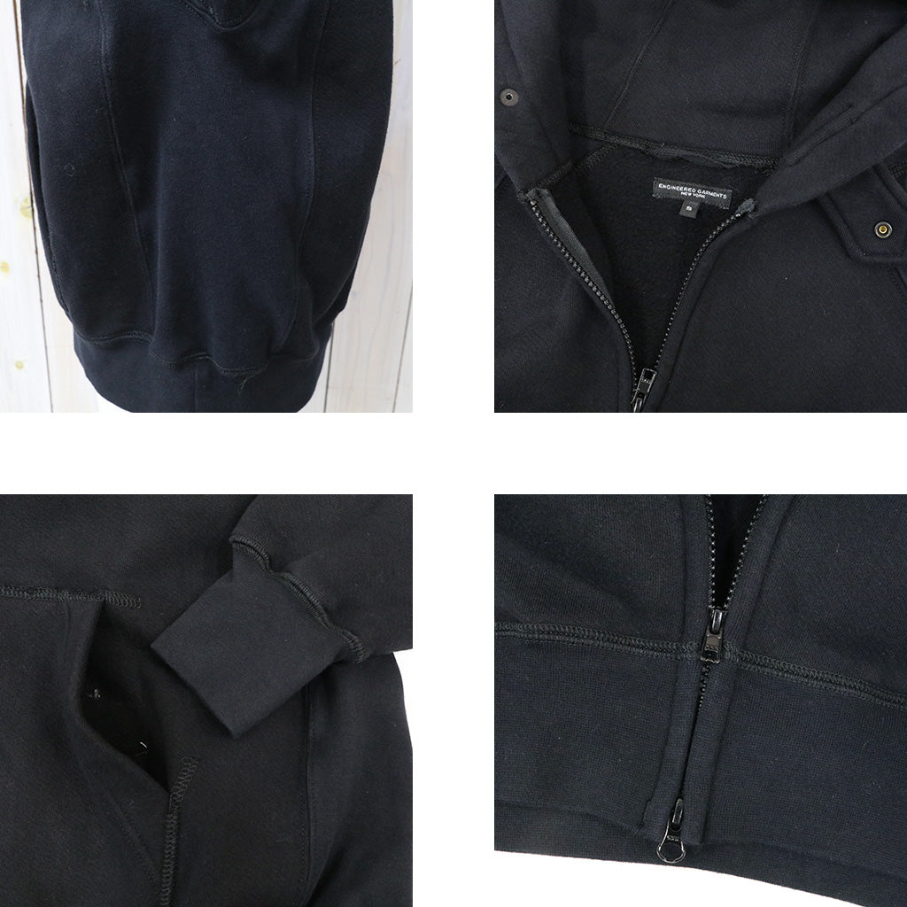 ENGINEERED GARMENTS : Zip Up Hoodie-12oz Cotton Fleece (Black)
