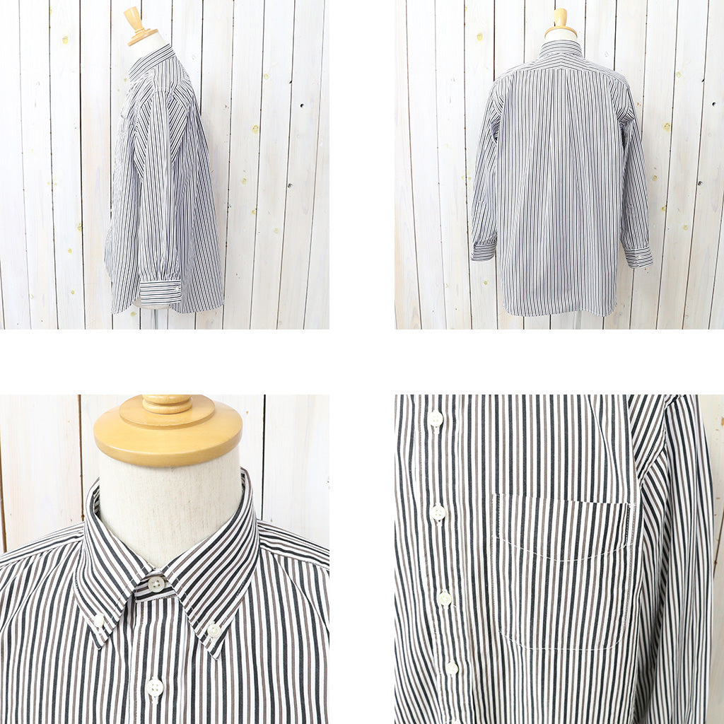 ENGINEERED GARMENTS : 19 Century BD Shirt-Stripe Cotton Broadcloth (White/Brown)
