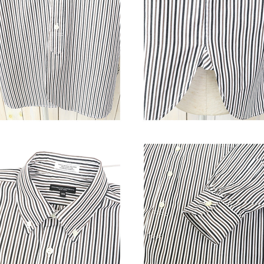 ENGINEERED GARMENTS : 19 Century BD Shirt-Stripe Cotton Broadcloth (White/Brown)