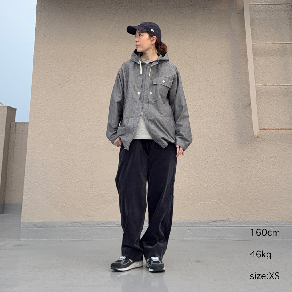 ENGINEERED GARMENTS : Zip Hooded Shirt-Cotton Chambray