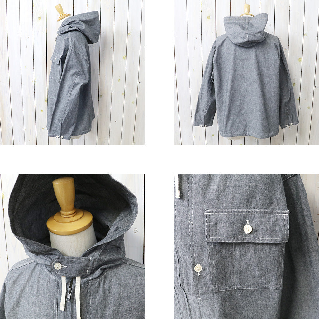 ENGINEERED GARMENTS : Zip Hooded Shirt-Cotton Chambray