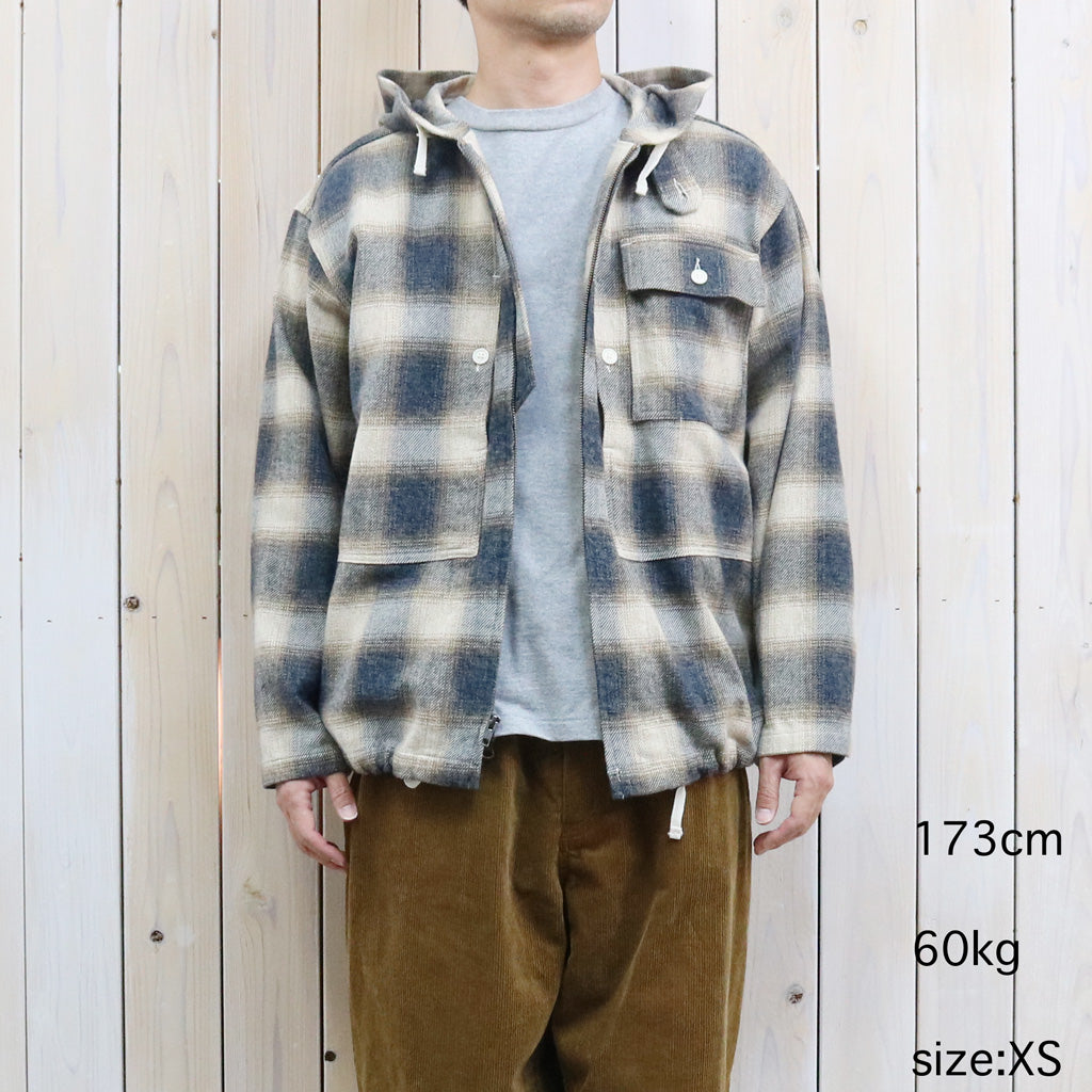 ENGINEERED GARMENTS : Zip Hooded Shirt-Cotton Heavy Shadow Plaid Flannel