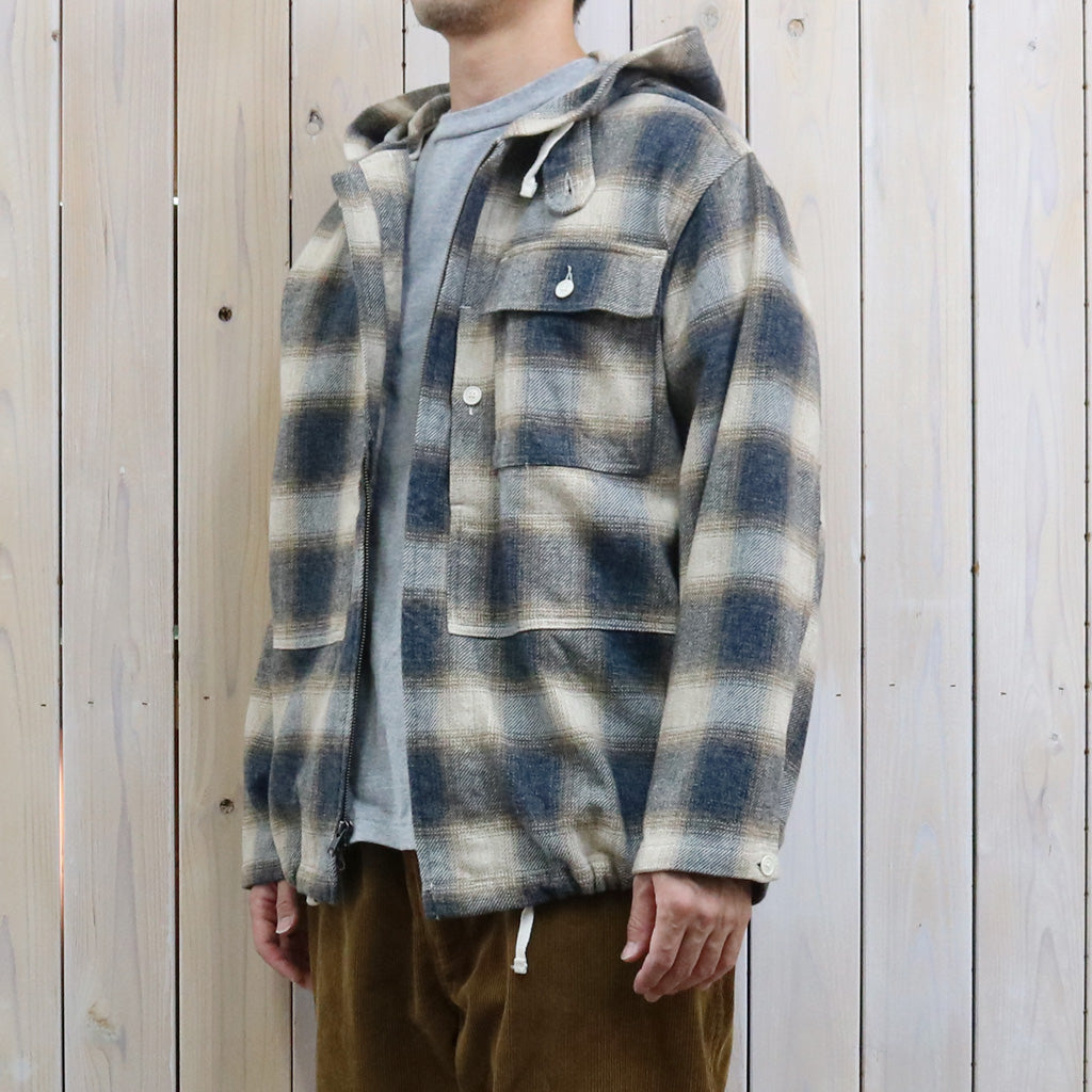 ENGINEERED GARMENTS : Zip Hooded Shirt-Cotton Heavy Shadow Plaid Flannel