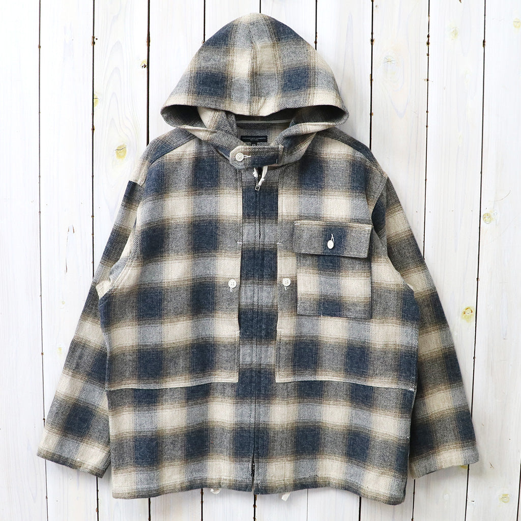ENGINEERED GARMENTS : Zip Hooded Shirt-Cotton Heavy Shadow Plaid Flannel