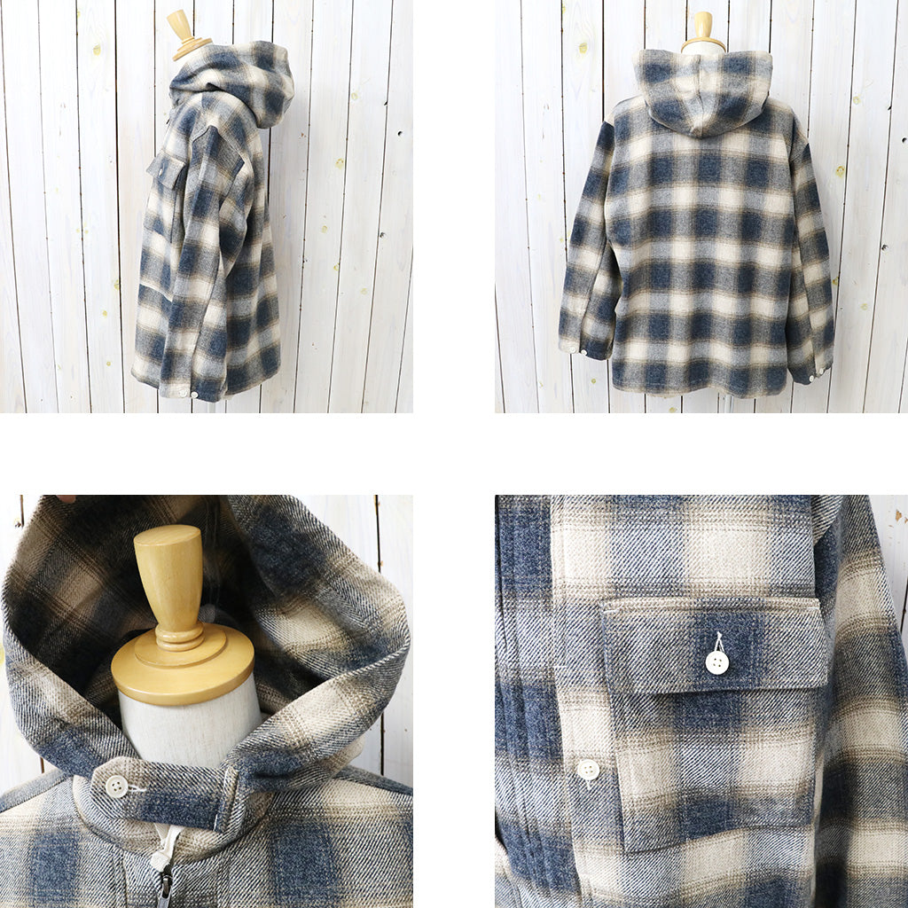 ENGINEERED GARMENTS : Zip Hooded Shirt-Cotton Heavy Shadow Plaid Flannel