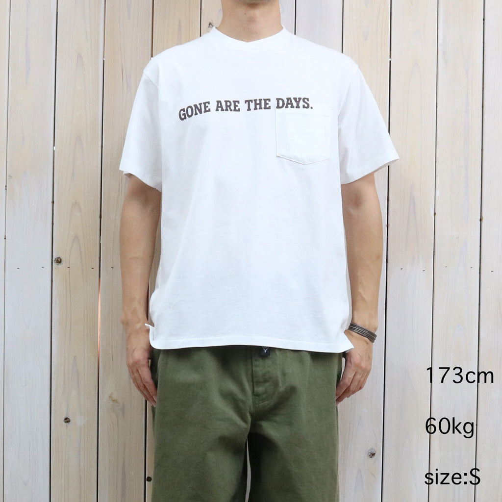 ENGINEERED GARMENTS : Printed Cross Crew Neck T-Shirt-Gone (White)