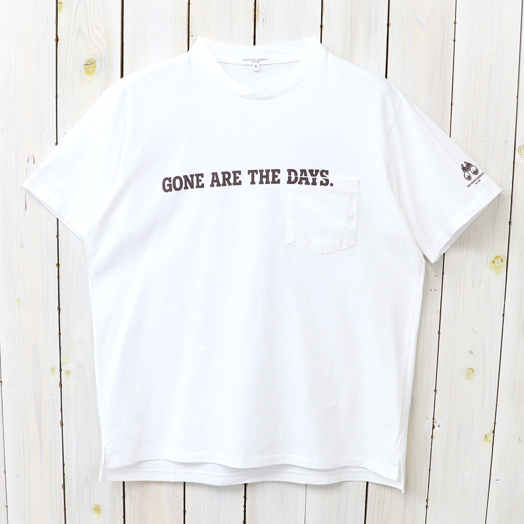 ENGINEERED GARMENTS : Printed Cross Crew Neck T-Shirt-Gone (White)